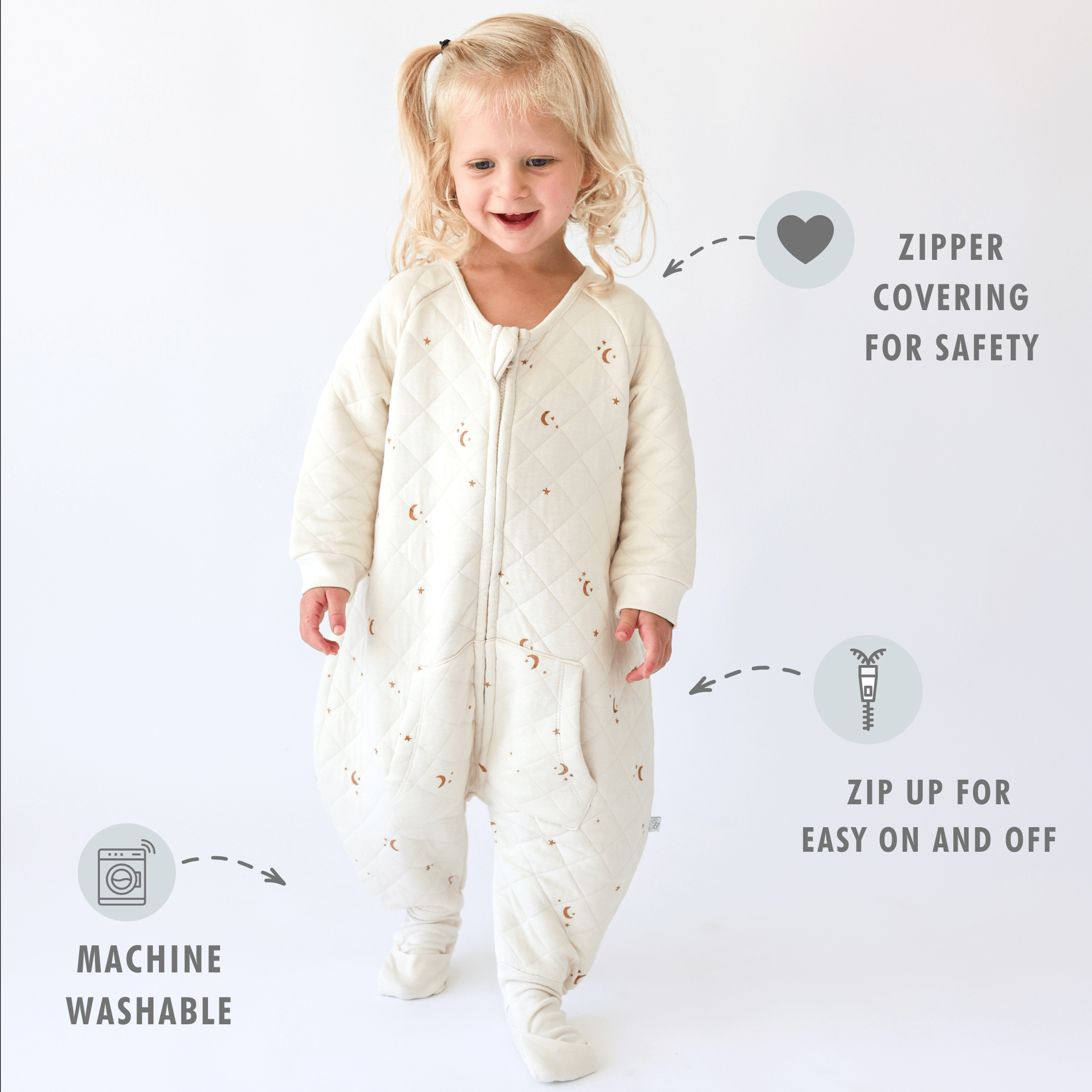 Tealbee Dreamsie Zipper covering for safety, Machine washable, Zip up for easy on and off.