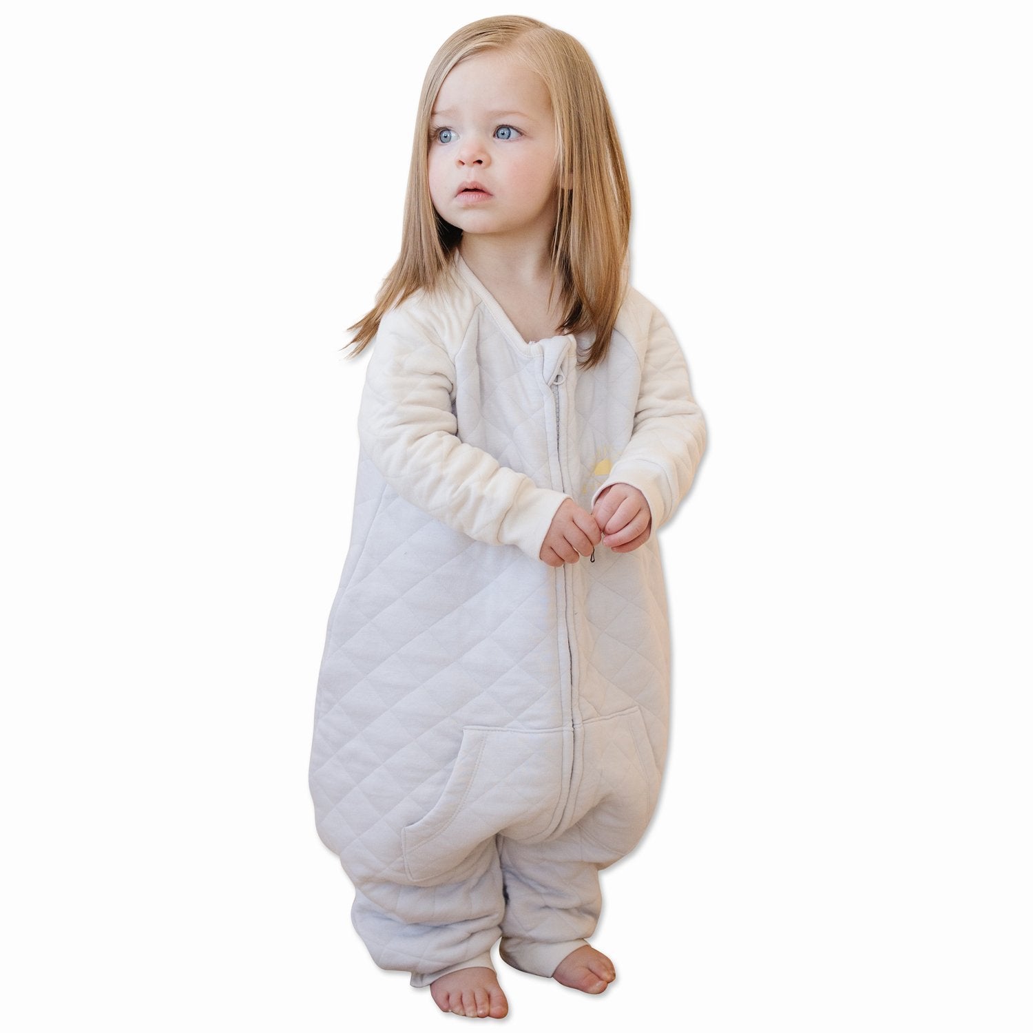 Baby Wearing Tealbee DREAMSIE Sunshine 1.2 TOG Sleep sack with sleeves and footies. Available from 12m to 4T.
