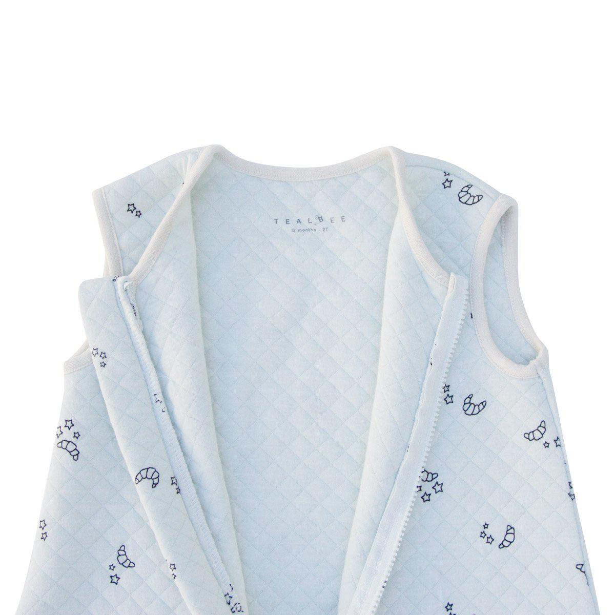 Close up of opened Tealbee Croissant Dreamsuit - 0.8 TOG Toddler Sleep Sack