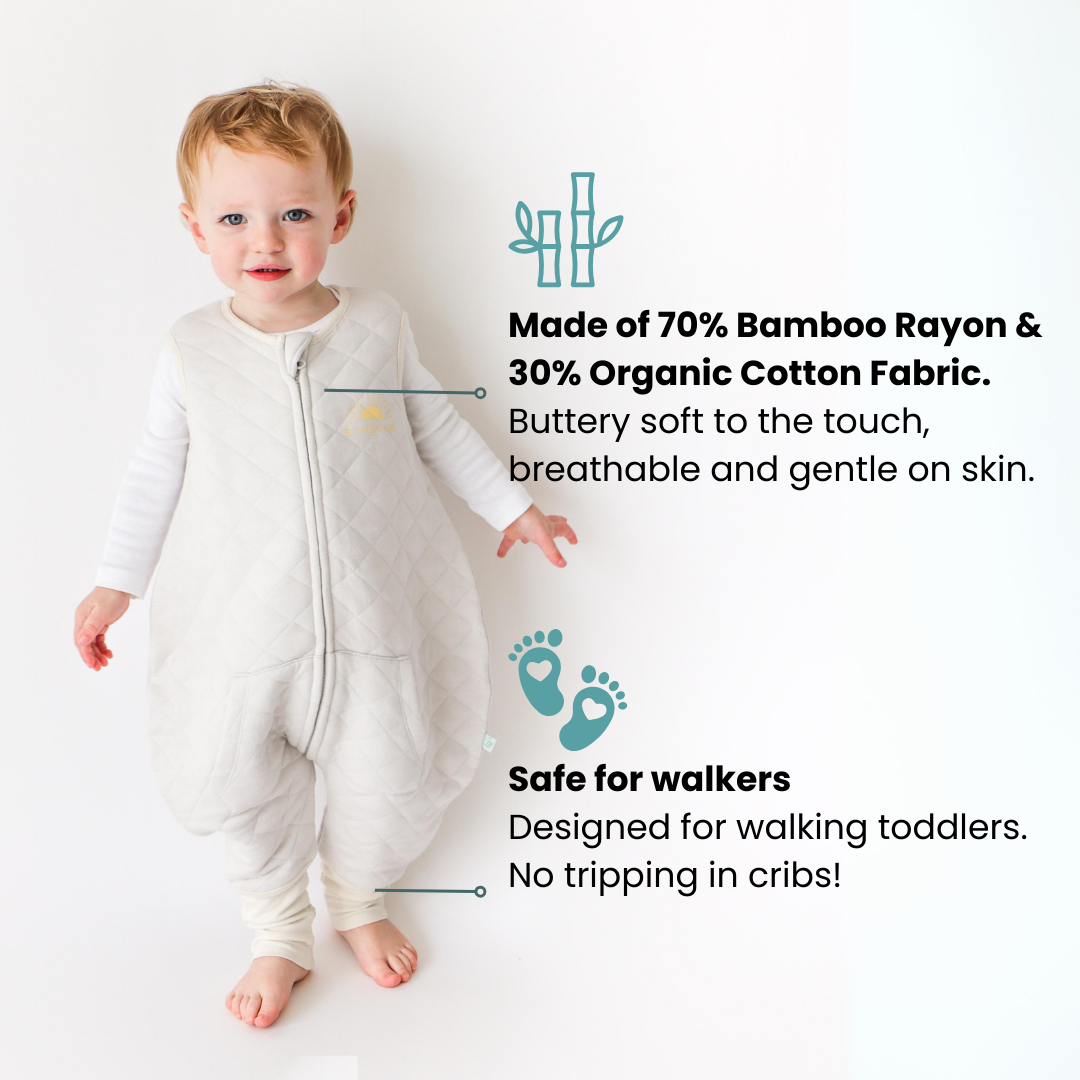 Tealbee Dreamsuit Toddler Sleep Sack with Feet in Bamboo and Organic Cotton