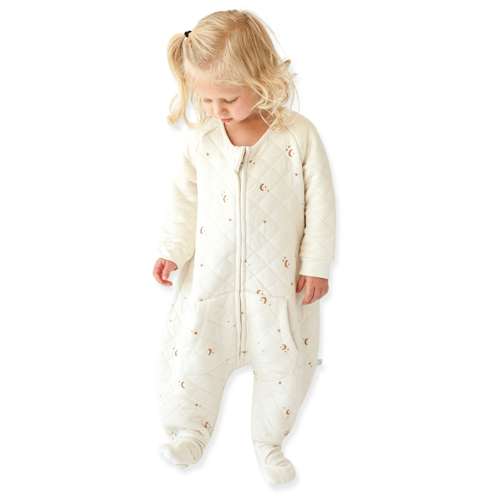 Baby wearing Sleep Sack Tealbee Dreamsie Moons and Stars 1.2 TOG available from sizes 12m - 4T