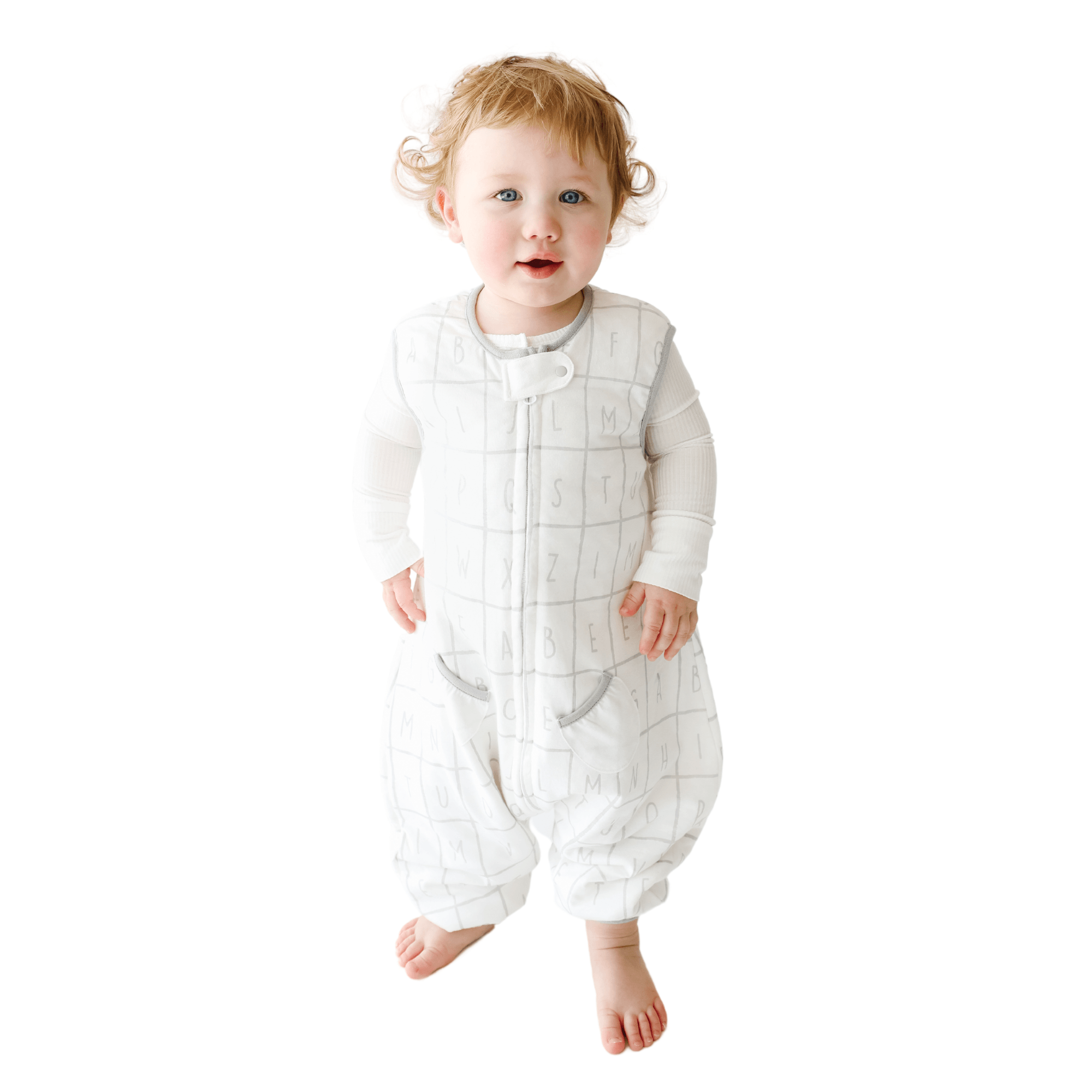 Baby wearing Tealbee Dreamsuit Alphabet 1.2 TOG Available from 12m to 4T