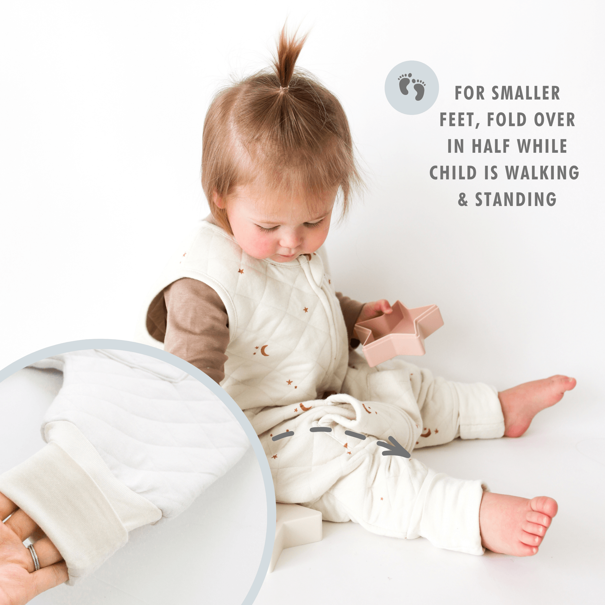 Tealbee Moon & Stars Wearable Blanket - for smaller feet, fold over in half while child is walking and standing.